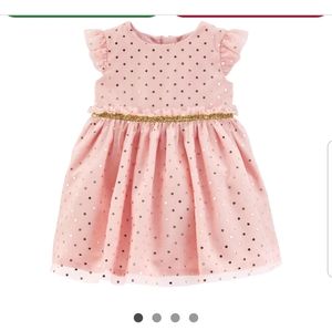 Carter's-blush and gold tulle dress